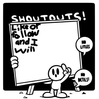 blank canvas that says above it shoutouts