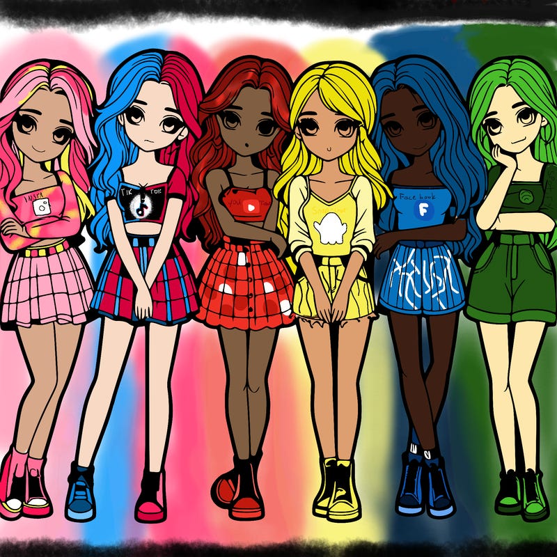 a group of girls realistic