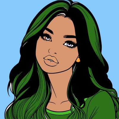 realistic girl with hair on her hair and lips