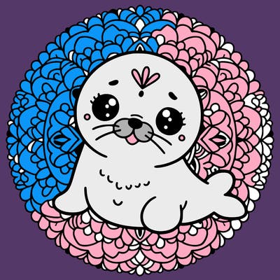 a cute baby seal mandala