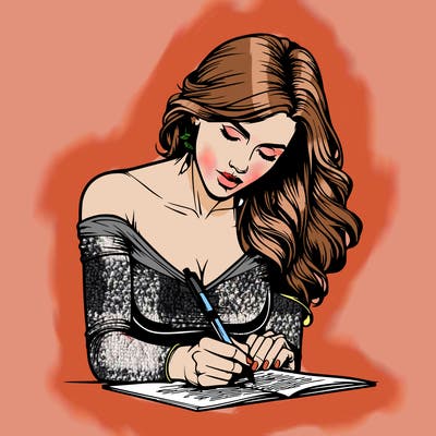 realistic female writing poetry