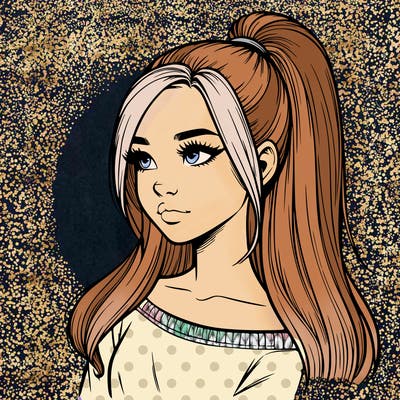 realistic girl with a high ponytail