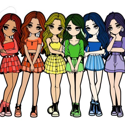 a group of girls realistic