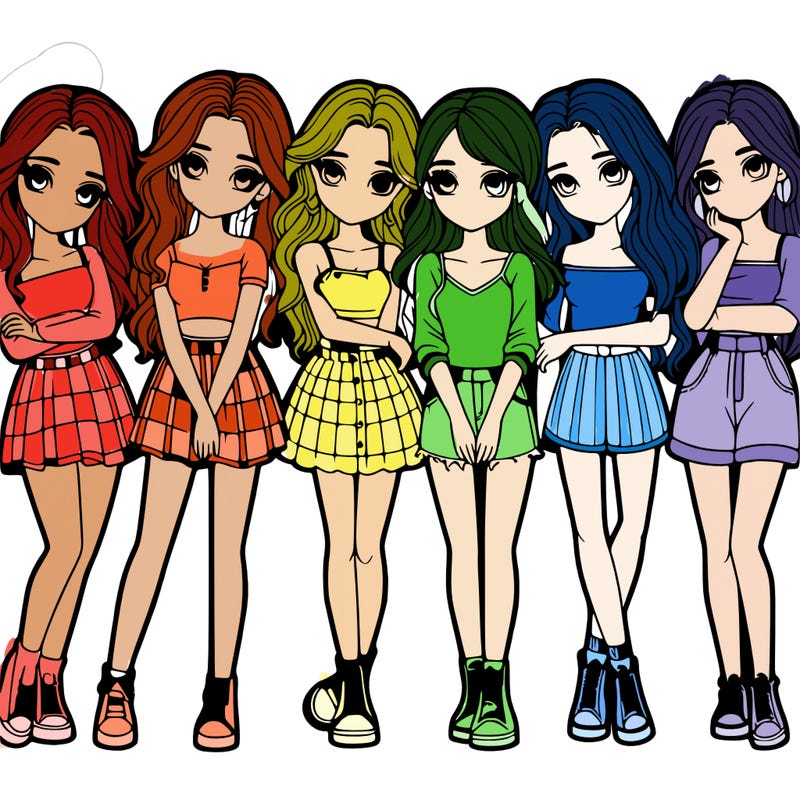 a group of girls realistic