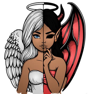 realistic angel half demon