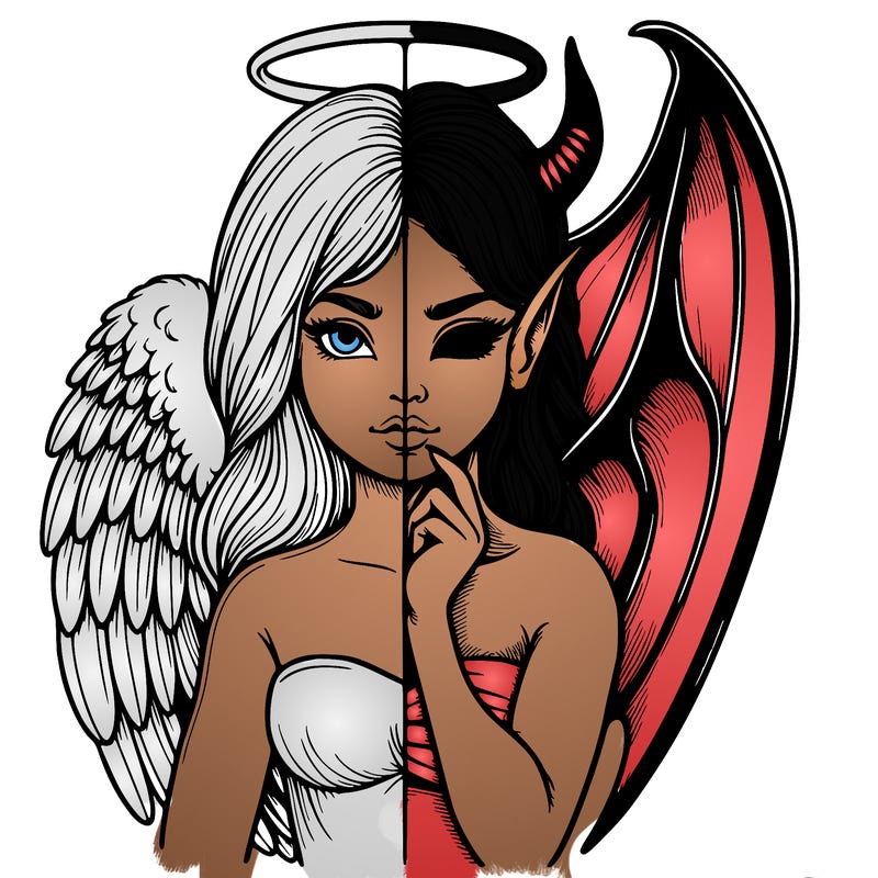 realistic angel half demon