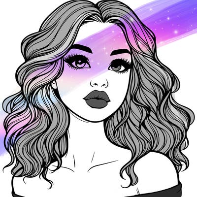 realistic girl with wavy hair and lips