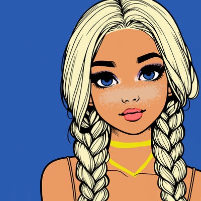 realistic girl with braids