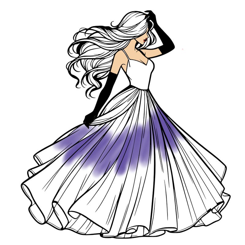 realistic woman with dress flowing in the wind