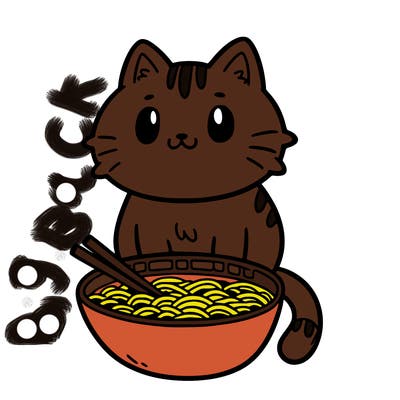 cat sitting in ramen
