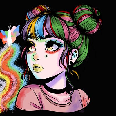 realistic girl with spacebuns