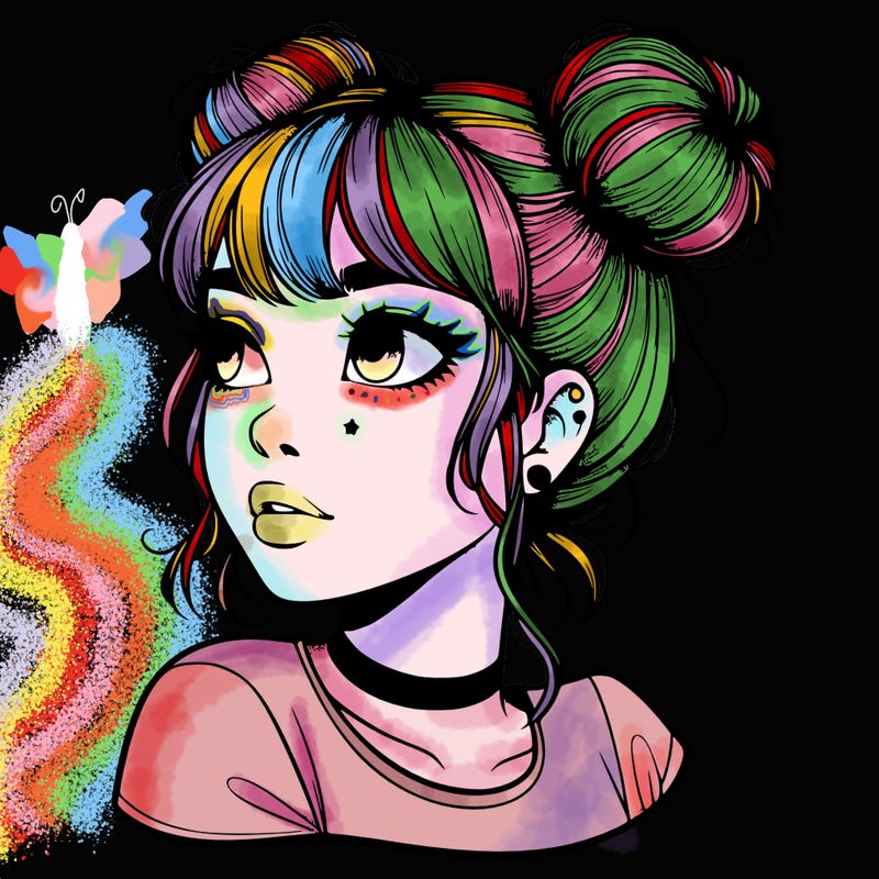 realistic girl with spacebuns
