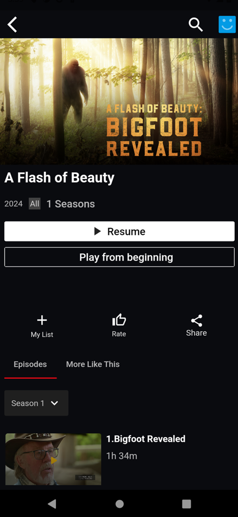 BeaconTV - Detail page for the documentary A Flash of Beauty Bigfoot Revealed on the BeaconTV paranormal streaming app.