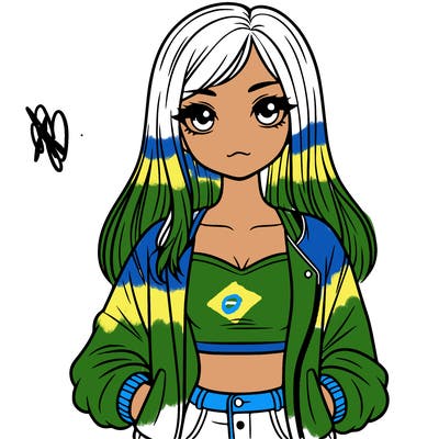 girl with long hair a crop top and a jacket