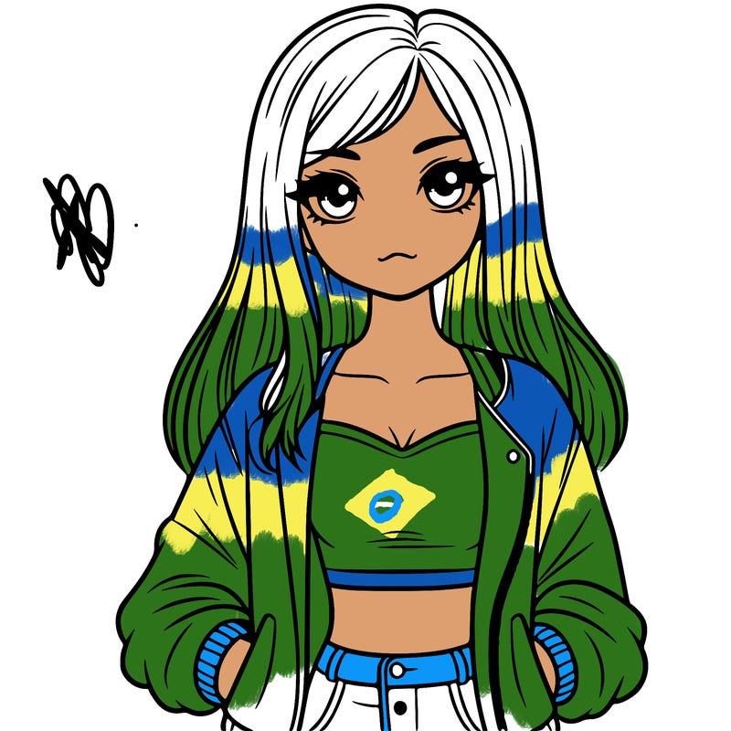 girl with long hair a crop top and a jacket