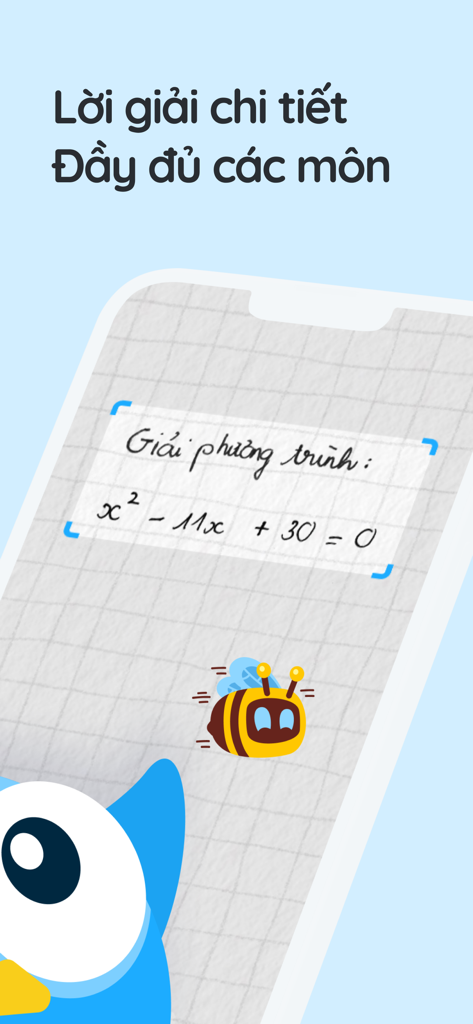 Dicamon - Giải Toán Lý Hóa Anh - Ein Smartphone-Bildschirm, der die Dicamon-App verwendet, um eine handschriftliche mathematische Gleichung zur Lösung zu scannen.