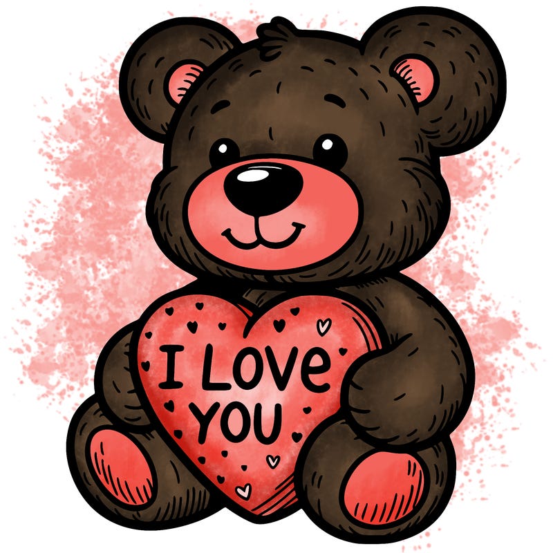 teddy bear holding an i love you heart