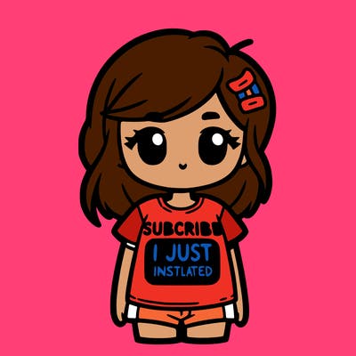 girl t-shirt marked on it subscribe i just installed
