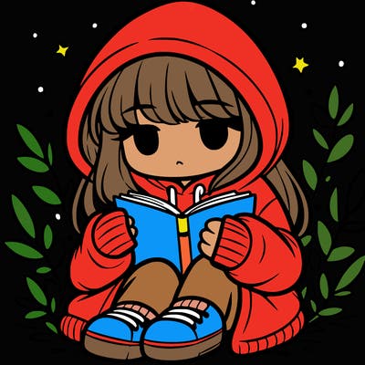 girl in oversized hoodie reading a book