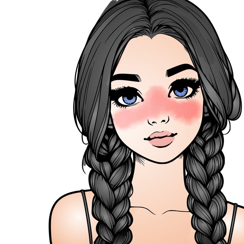 realistic girl with braids