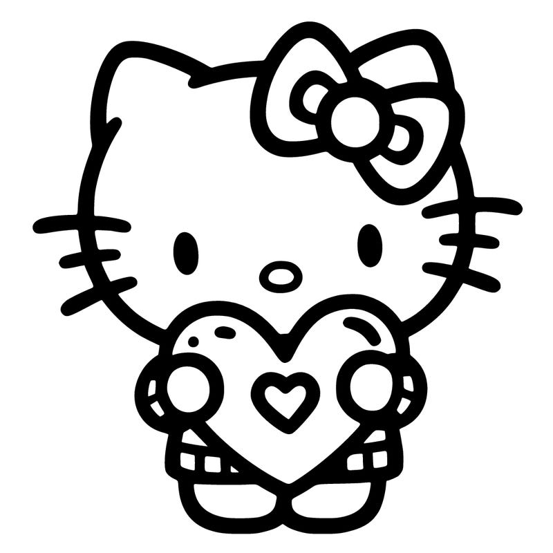 hellokitty holding a heart