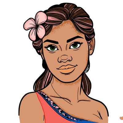 a realistic polynesian woman with a samoan pacific look and a taupou