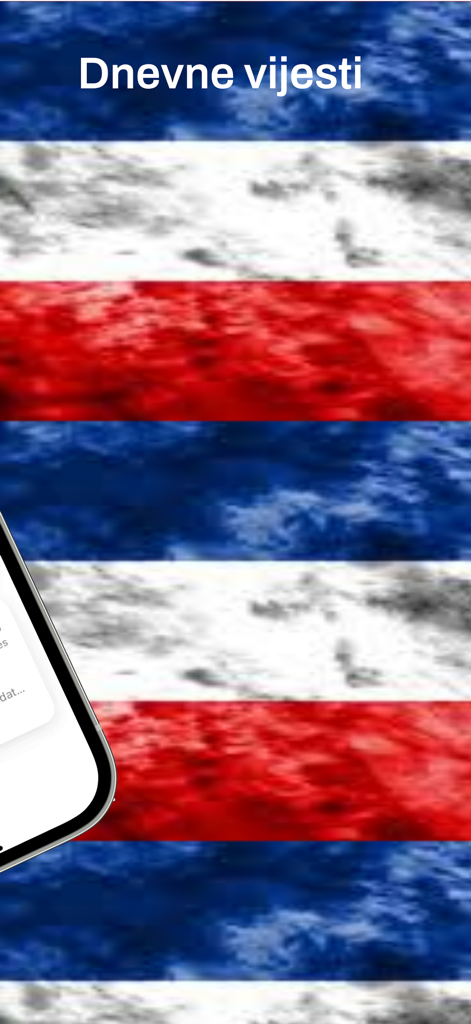 ExYu FM – Balkan Radio - Daily news header in the ExYu FM Balkan Radio app with a blue white and red striped background