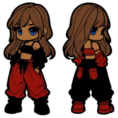 girl in crop top and baggy pants