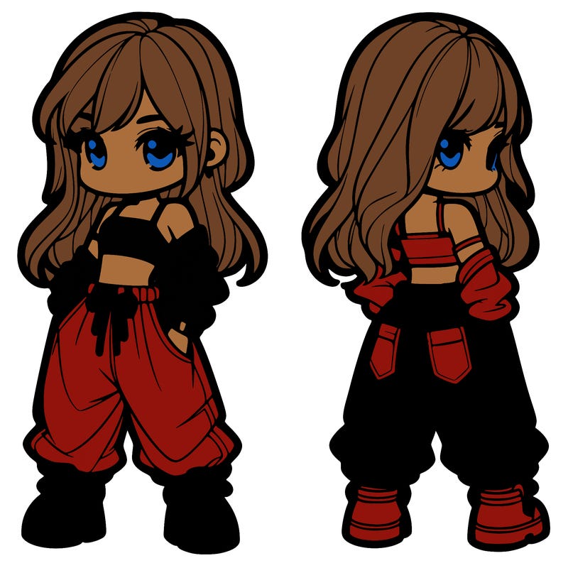 girl in crop top and baggy pants