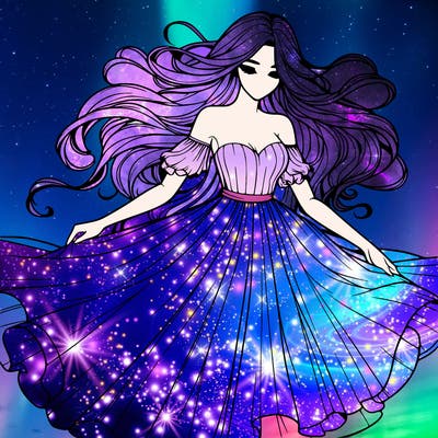 realistic woman wearing a dress that's flowing in the wind