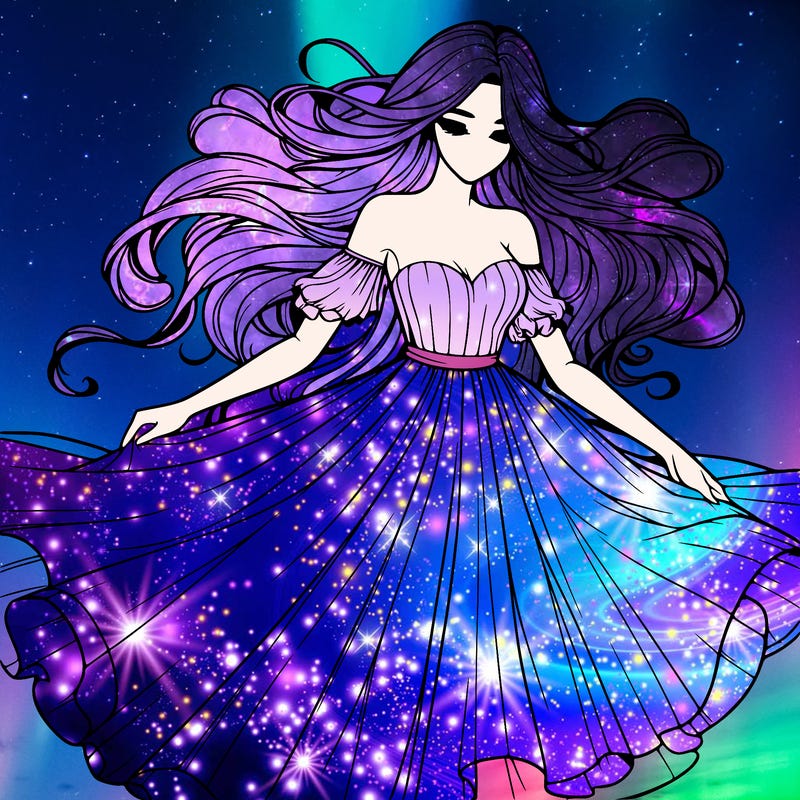 realistic woman wearing a dress that's flowing in the wind