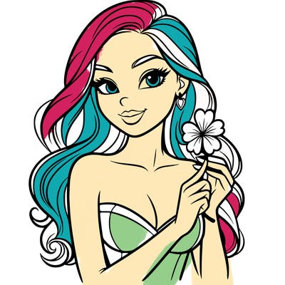 beautiful woman  carrying a clover