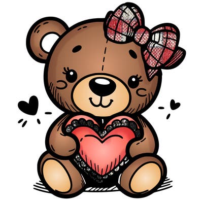 teddy bear hugging a heart