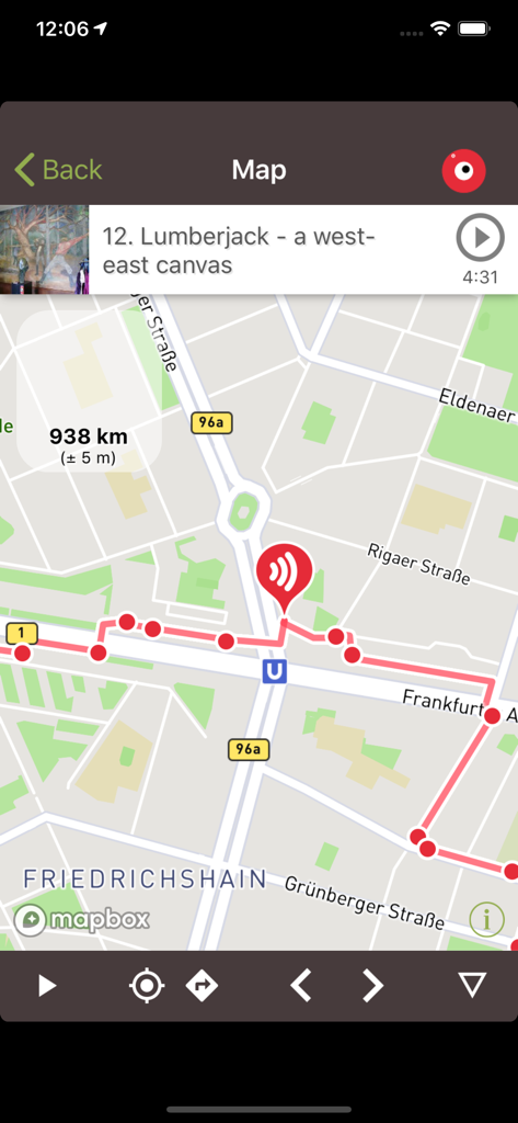 stadt im ohr audio tour Berlin - Interactive map of a Berlin audio walking tour in the Friedrichshain district