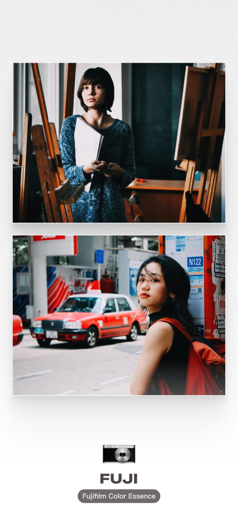 Fotos retro editadas con el filtro Fuji en la aplicación LoFi Cam.