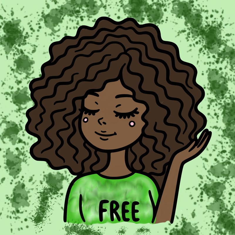 free woman with curly hair