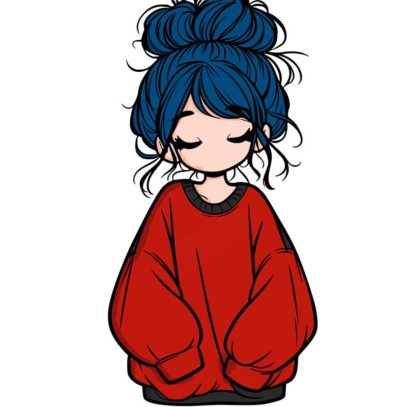 girl with baggy sweatshirt and messy bun