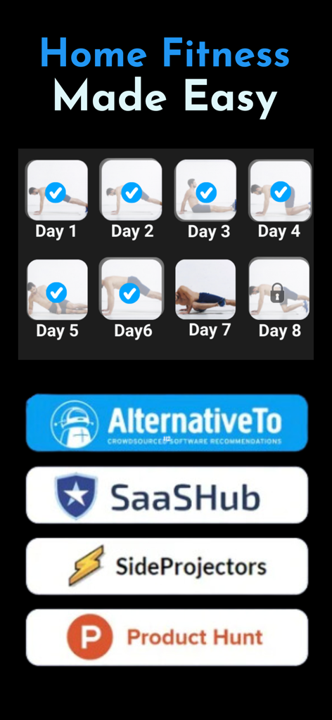 AI Fitness Coach: Basic Fit - Interface mostrando um rastreador de progresso de desafio de treino diário com exercícios concluídos e selos de plataforma de revisão de aplicativos