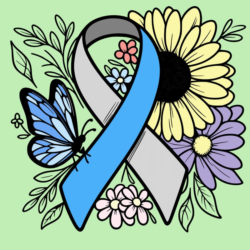 cancer awareness symbol with flowers and butterflies