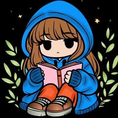 girl in oversized hoodie reading a book