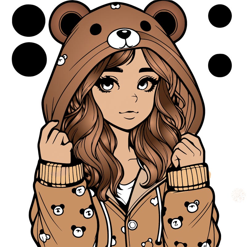 realistic girl in a animal pjs hoodie