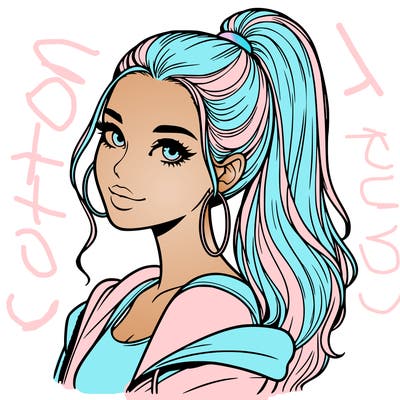 realistic girl with a high ponytail