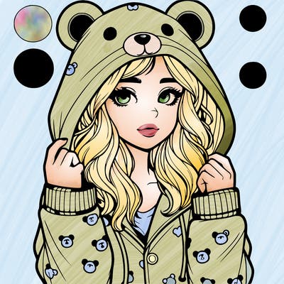 realistic girl in a animal pjs hoodie