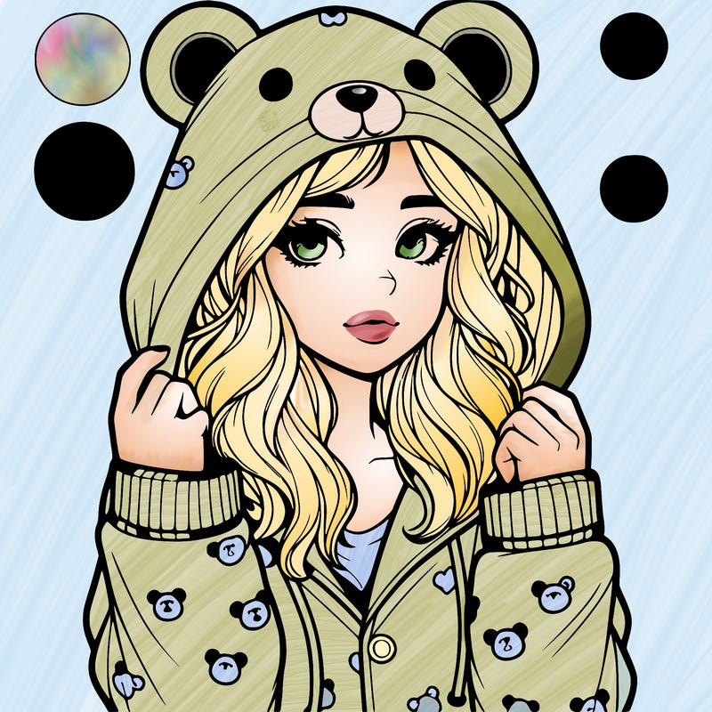 realistic girl in a animal pjs hoodie