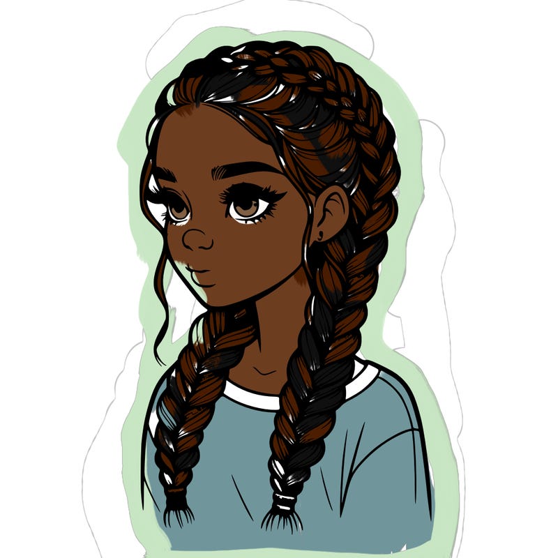 realistic girl with braids