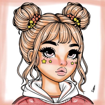 realistic girl with space buns