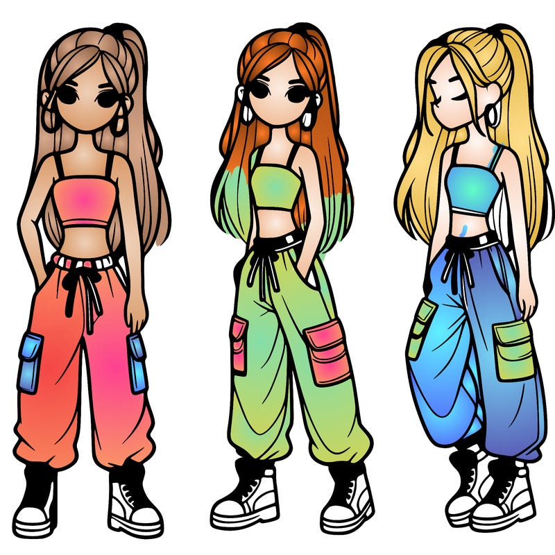 girl in crop top in baggy pants