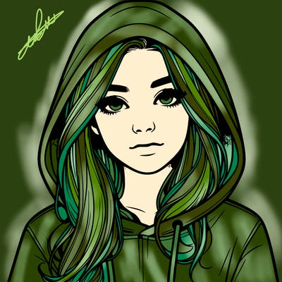 realistic girl with a hoodie