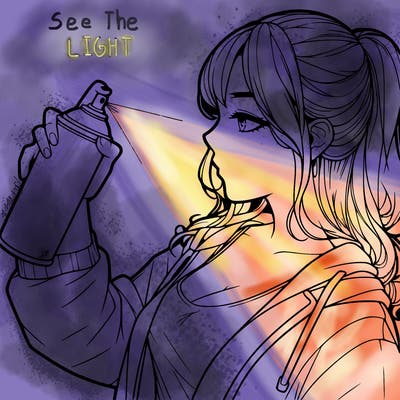 a realistic girl spray, painting