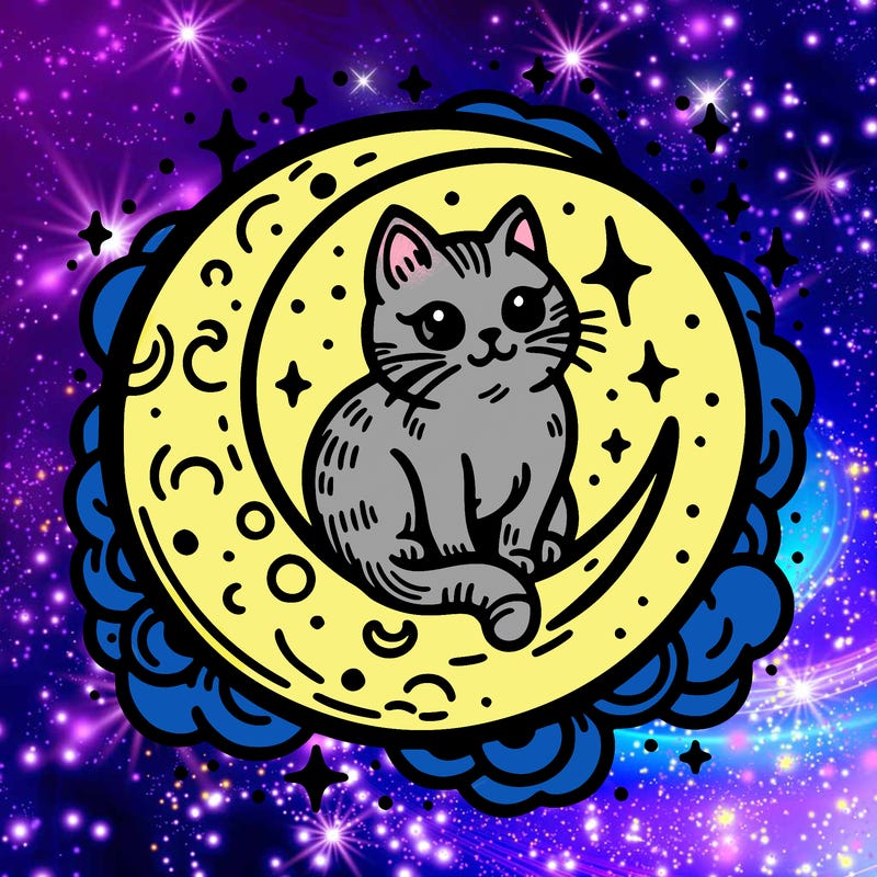 cat on the moon tattoo